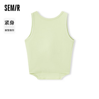 森马（Semir）背心女短款紧身字母2024夏季圆领上衣显瘦百搭 柠绿40173 170/92A/XL