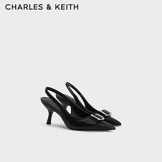 CHARLES&KEITH24夏气质尖头金属扣高跟包头凉鞋CK1-60361511 Black黑色 40