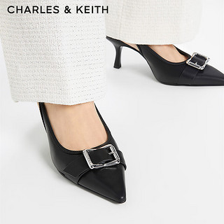 CHARLES&KEITH24夏气质尖头金属扣高跟包头凉鞋CK1-60361511 Black黑色 40