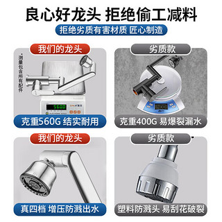 HOMK【德国】面盆水龙头不锈钢洗脸盆洗手盆卫生间招财猫冷热水龙头 招财猫面盆冷热龙头【电镀】 4D万向旋转丨送80cm冷热进水管