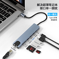 Gopala Type-C扩展坞七合一转换器 网口+USB+HDMI+SD/TF