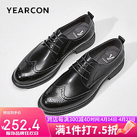 YEARCON 意尔康 男鞋系带皮鞋软面舒适商务正装男士单鞋 97232W 黑色 44