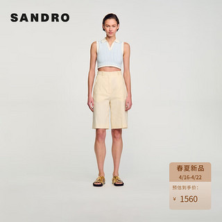 SANDRO2024春夏女装法式蓝色条纹短款针织无袖上衣SFPPU02273 D251/蓝色 3