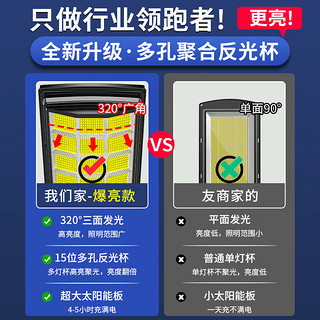 哈格斯太阳能照明灯庭院新农村家用户外人体感应院子超亮防水大功率路灯 8000W三面爆亮+感应+照约780平 光控+遥控