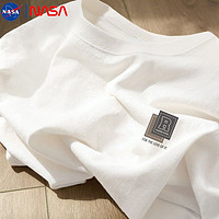 NASAOVER NASA美式短袖T恤男2024新款夏季潮牌白色复古宽松大码纯棉打底衫