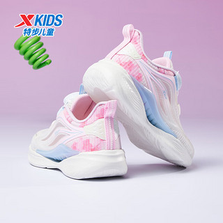 特步（XTEP）【氢风5.0】儿童跑步鞋夏季男女童运动鞋旋转纽扣科技跑鞋 帆白/淡粉色【女款】 39码