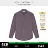 君皇仕（GIEVES & HAWKES）GH男士长袖衬衫格纹纯棉商务休闲LOGO刺绣衬衣G4865EI051 深咖 S
