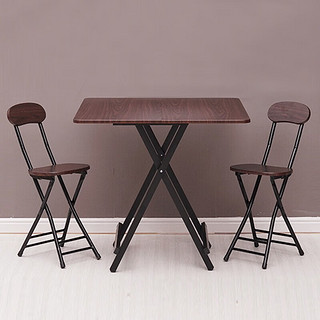 三星折叠桌子地摊便携式户外折叠餐桌室内家用吃饭折叠方桌 黑胡桃椅子