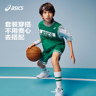 asics亚瑟士童装2024春夏季男女童吸湿速干篮球套装短袖T恤短裤 8851亚瑟士蓝 130cm