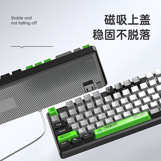 狼蛛（AULA）F2088PRO机械键盘 有线键盘 电脑笔记本办公游戏键盘104键拼色键盘 磁吸上盖 F2088pro-绿林主题 青轴（键鼠七件套装）