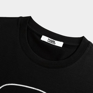 Karl Lagerfeld卡尔拉格斐轻奢老佛爷男装 24夏款大LOGO经典印花刺绣圆领短袖T恤 黑色 48