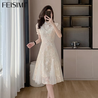FEISIMI轻奢品牌2024刺绣新中式女装气质收腰显瘦改良旗袍连衣裙女夏天 图片色 L