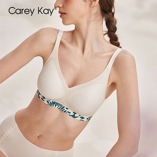 Carey Kay品牌内衣女无痕背心式文胸薄款大胸显小聚拢上托冰丝凉感胸罩bra 香槟白 M
