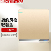 7 M 国际电工 86型开关插座面板家用暗装香槟金一开单双控五孔插座 一开单控开关