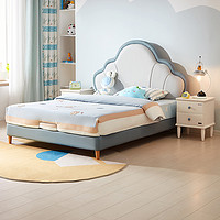 QuanU 全友 家居儿童床现代简约科技布床男孩卧室1.5米单人软包床105271