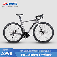 喜德盛（xds）公路自行车AD300线拉油碟刹18速成人 24款深灰/黑 700C*450 翠绿玫瑰金 700C*450 (155-165cm