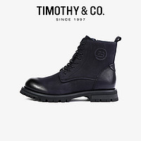 TIMOTHY＆CO． 迪迈奇 手工春秋复古高帮男鞋内里加绒侧拉链工装靴