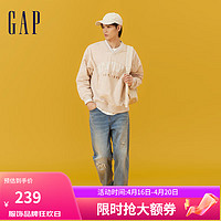 Gap男女装2024春季logo复古V领撞色长袖卫衣套头上衣885519 基岩色 180/100A(XL)亚洲尺码