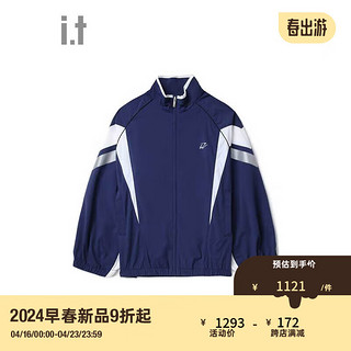 izzue it 男装立领拉链夹克2024春季复古校园风运动服外套7107 NYX/藏青色 S