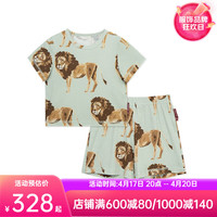 Milkbarn2024儿童套装莫代尔衣服宝宝童装男女童夏季T恤短裤 雄狮 100cm
