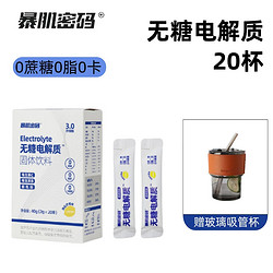 暴肌密码 电解质冲剂0脂0蔗糖0卡固体功能饮料冲服运动补水分海盐柠檬味 电解质20条+玻璃杯
