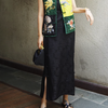 Fayinyoo 花影妖妖 女士长款半身裙 F3698 黑色花 L