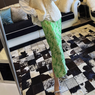 Fayinyoo 花影妖妖 女士长款半身裙 F3698 绿色花 M