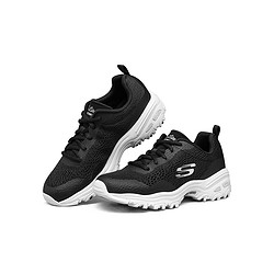 SKECHERS 斯凯奇 熊猫鞋女鞋织物镂空透气增高休闲老爹鞋 66666196-BKW 黑色/白色 36