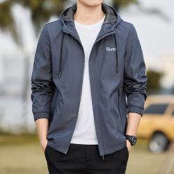 folunsi佛伦斯男式夹克春季新款户外连帽开衫拉链工装上衣外套男