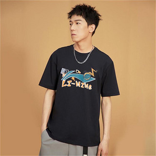 LI-NING 李宁 夏季男式短袖休闲透气凉感印花潮流设计运动T恤文化衫