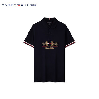 TOMMY HILFIGER24春季男装纯棉学院风徽章刺绣合身版短袖POLO衫34776 藏青色DW5 S （：120-135斤）