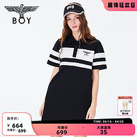 BOY LONDON24夏女士POLP短袖连衣裙黑白撞色潮酷显瘦针织裙W17800 黑色 XS