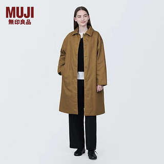 无印良品（MUJI）女式 木棉混 立领大衣 风衣外套女春秋 早春 BD0YLA4S 深暗黄色 XL 165/92A