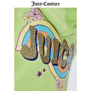 JUICY COUTURE【2024春夏】橘滋外套女短款美式显瘦彩虹印花天鹅绒女式外套 柠檬黄 S