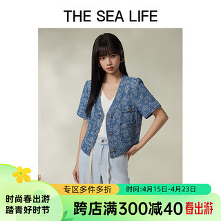 THE SEA LIFE欧海一生 牛仔外套2024春夏小香风设计印花外套C11233 牛仔蓝 S