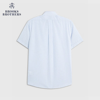 布克兄弟（BrooksBrothers）男士24春夏经典版免烫府绸格纹短袖正装衬衫 4007-蓝绿格纹 18