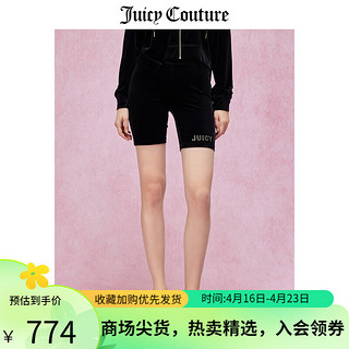 JUICY COUTURE橘滋短裤女2024春季美式百搭修身天鹅绒骑行裤 黑色 L