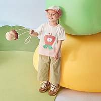 BALIPIG 巴厘小猪 婴儿短袖T恤夏季薄款儿童超萌可爱男童衣 虾玉粉 90cm