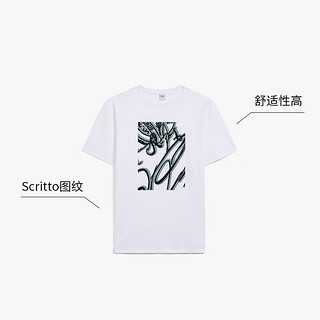 BERLUTI【24年春夏】麂皮效果Scritto图纹男士短袖T恤衫 亮白色 3XL