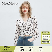 MeetMetro玛依尔法式印花衬衫女2024春季设计感短款修身衬衣 印花 XL