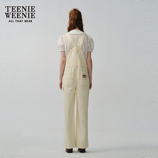 Teenie Weenie小熊女装2024春夏宽松直筒牛仔背带裤牛仔裤长裤 象牙白 155/XS
