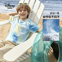 88VIP：Disney baby 迪士尼男童纯棉多彩短袖T恤2024夏季儿童休闲半袖上衣童装潮