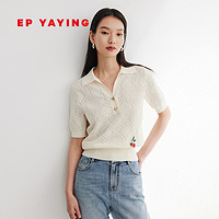 EP YAYING 雅莹 女装 polo领珠片绣短袖针织衫 2024夏装新品9539A