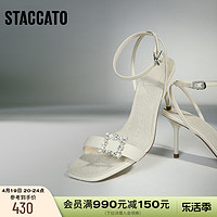 STACCATO 思加图 新款法式度假风高跟凉鞋凉鞋细跟女凉鞋子EBB24BL2