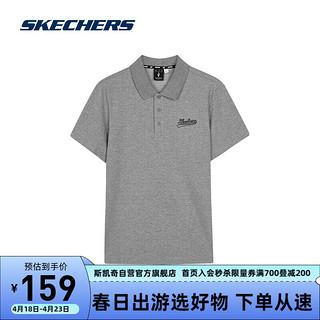 SKECHERS 斯凯奇 运动POLO衫男子短袖衫落肩简约百搭L224M072