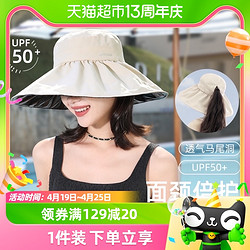 CACUSS 黑胶防晒帽女夏季防紫外线大帽檐太阳帽可折叠渔夫帽