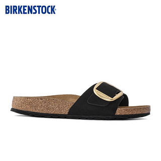 BIRKENSTOCK勃肯软木拖鞋女款时尚大巴扣凉拖Madrid Big Buckle系列 黑色窄版1023373 35