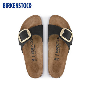 BIRKENSTOCK勃肯软木拖鞋女款时尚大巴扣凉拖Madrid Big Buckle系列 黑色窄版1023373 35