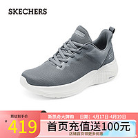 斯凯奇（Skechers）夏季男士时尚休闲运动鞋透气舒适回弹厚底鞋118252 灰色/GRY 41