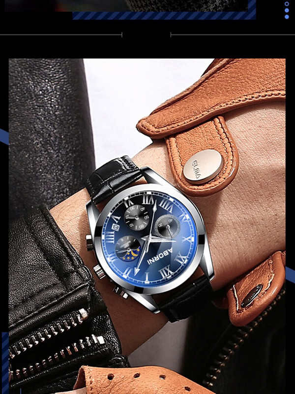 商品aborni阿玛妮瑞士品质手表男士商务防水夜光机械风格男表李宗翰